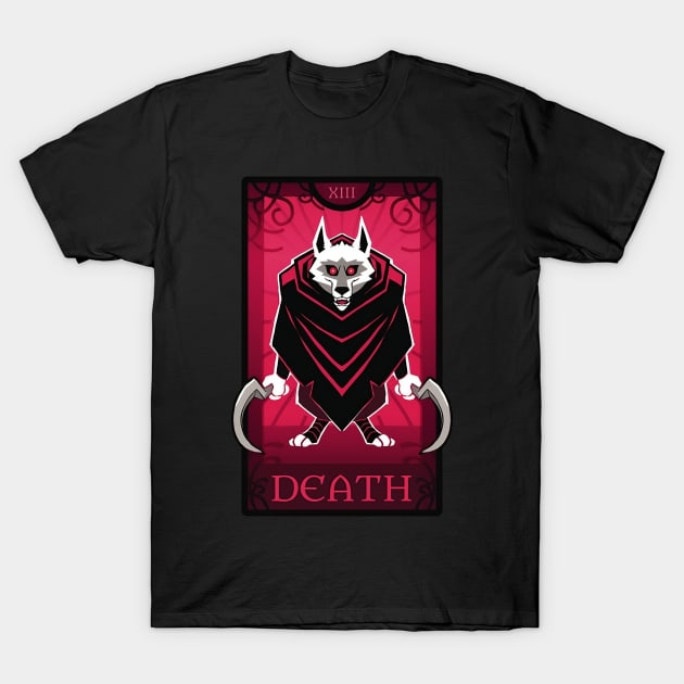 tarot death puss in boots T-Shirt by karaokes